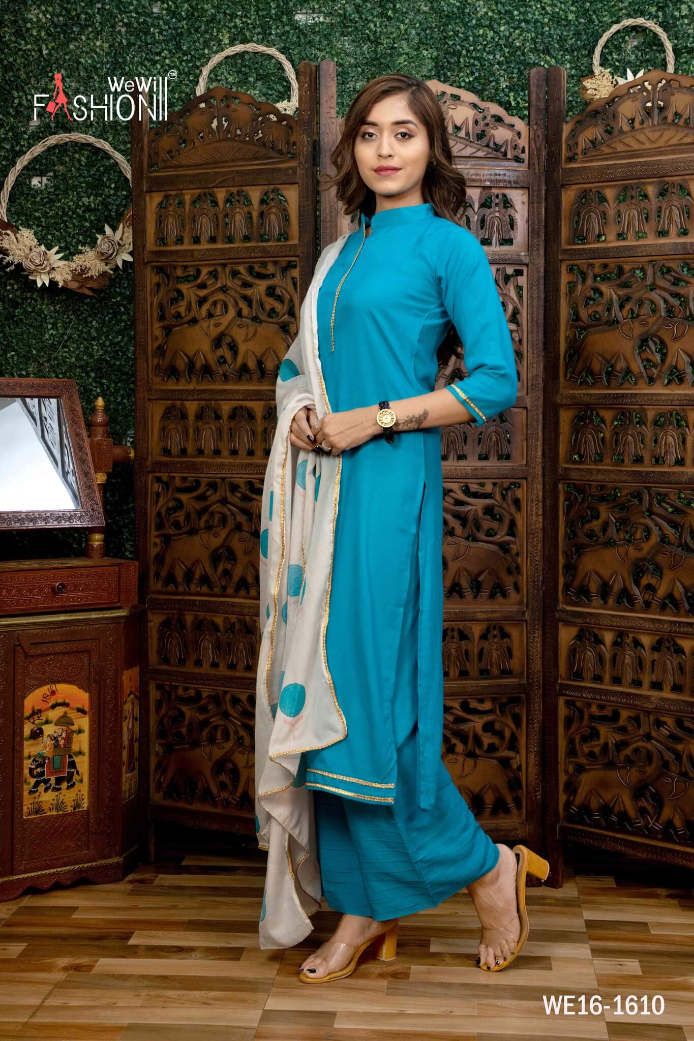 LATEST BLUE SIMPLE SUIT WITH PRINTED DUPATTA