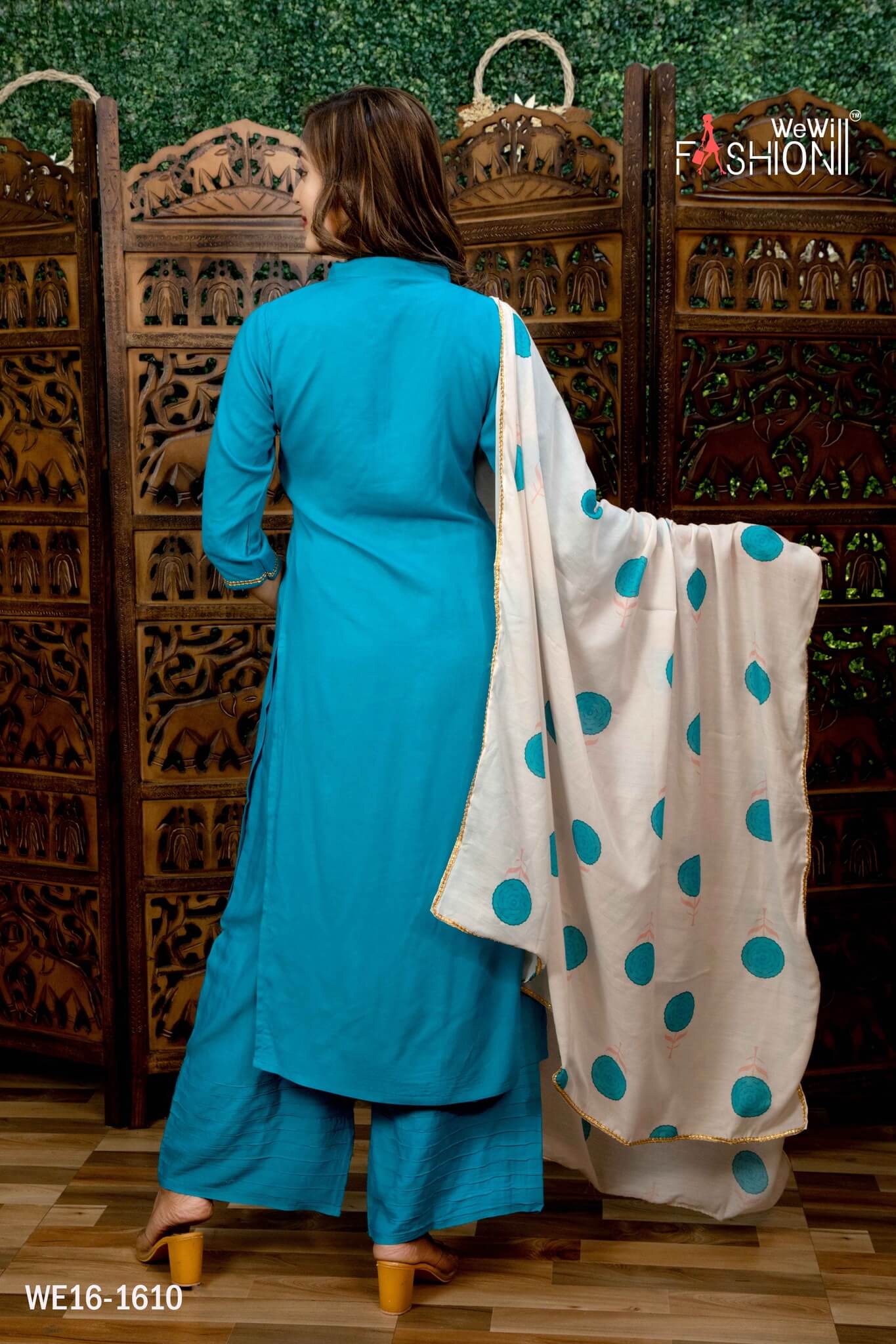 LATEST BLUE SIMPLE SUIT WITH PRINTED DUPATTA